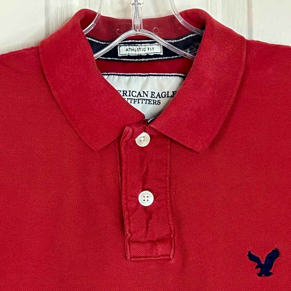 American Eagle Outfitters Mens Polo Shirt Athletic Fit Red Size Small S Casual‎ - Picture 2 of 13